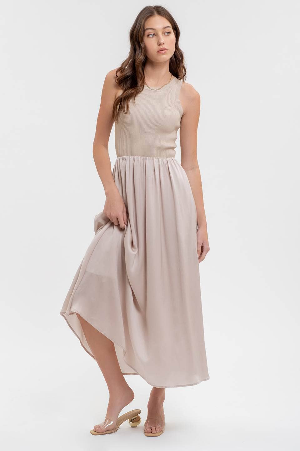 Oakley Oatmeal Mixed Media Dress