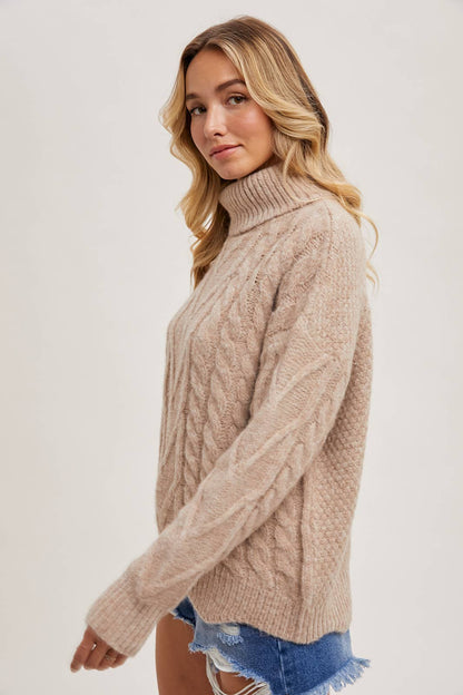 Scallop Hem Turtleneck Sweater