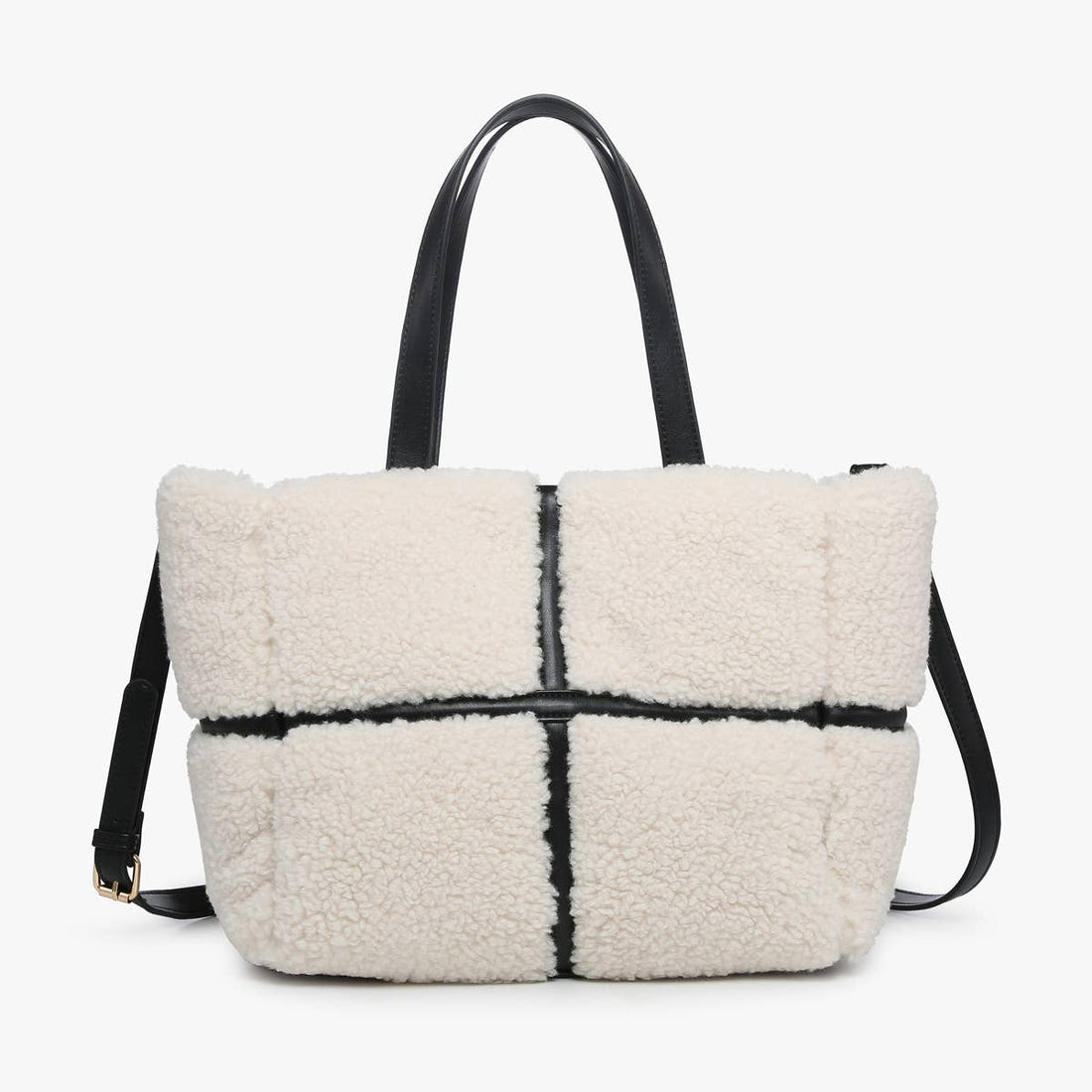 Marlene Sherpa Contrast Tote-Onyx