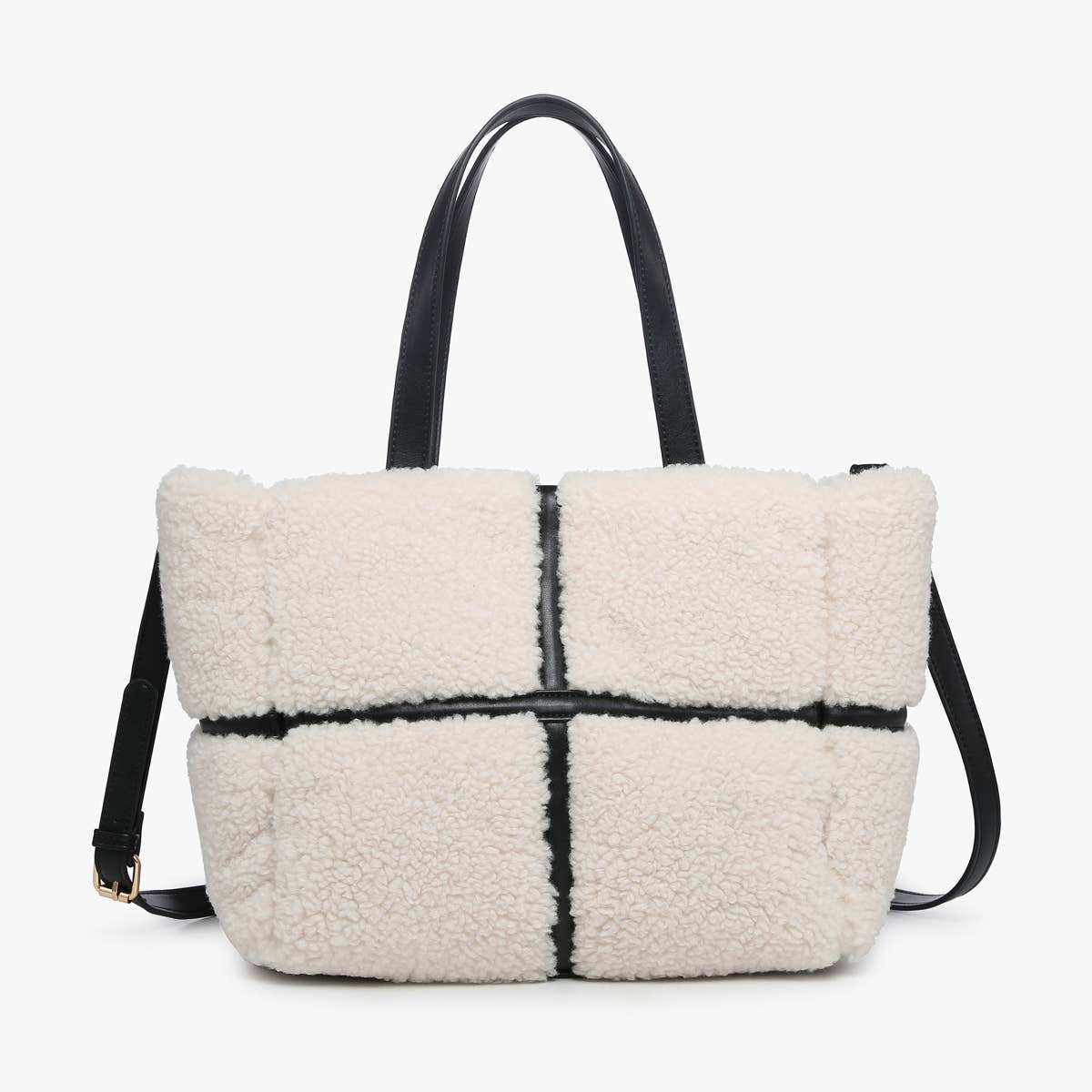 Marlene Sherpa Contrast Tote-Onyx