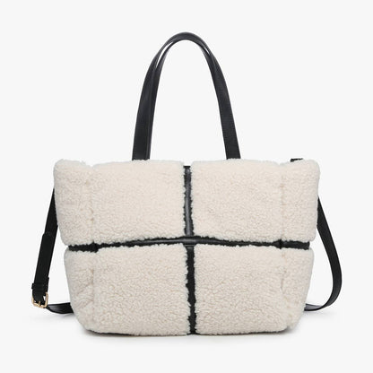 Marlene Sherpa Contrast Tote-Onyx