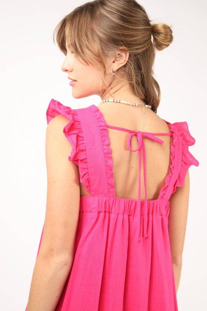 Rockette Ruffle Linen Dress