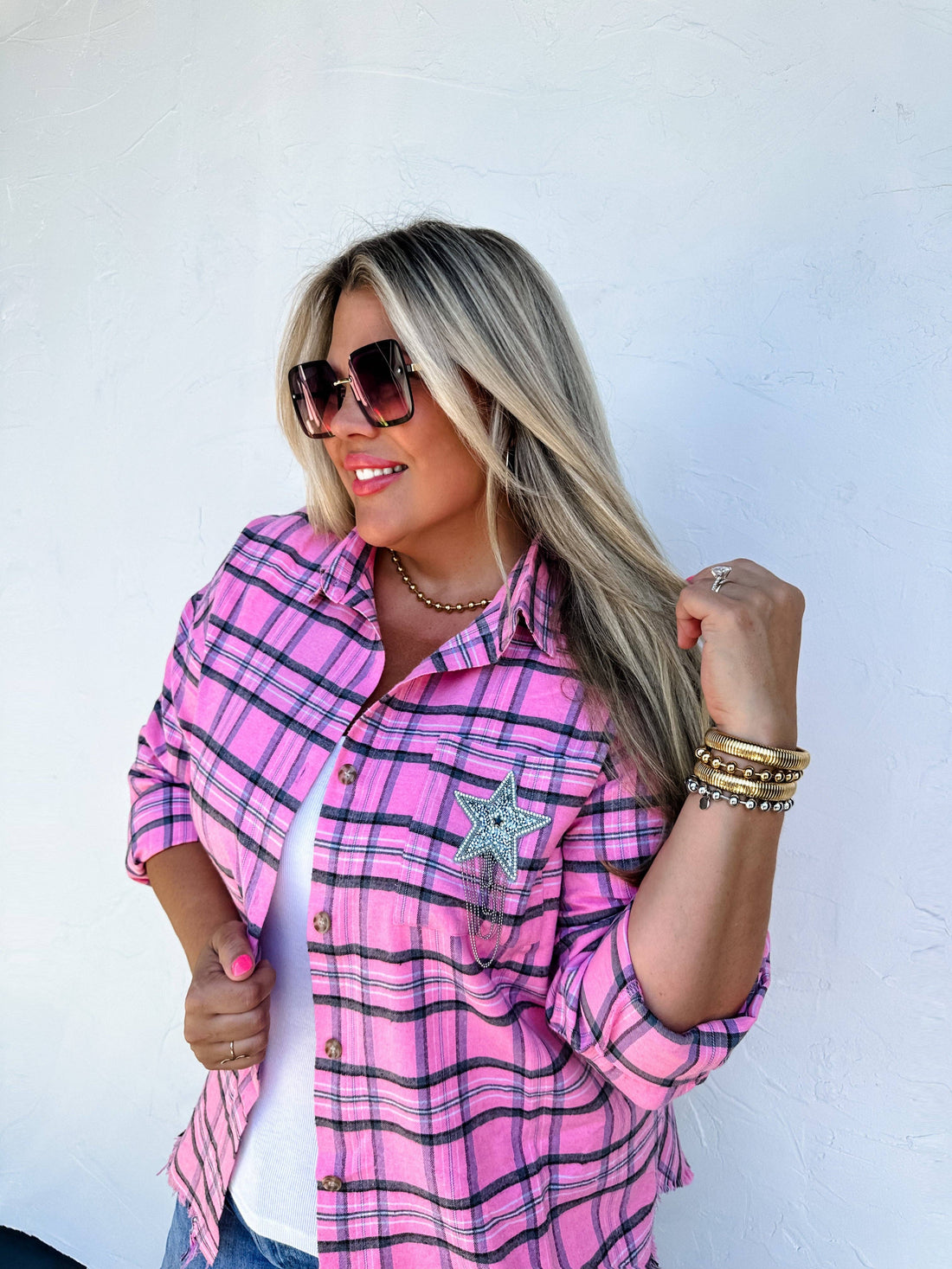 Rockstar Plaid Top