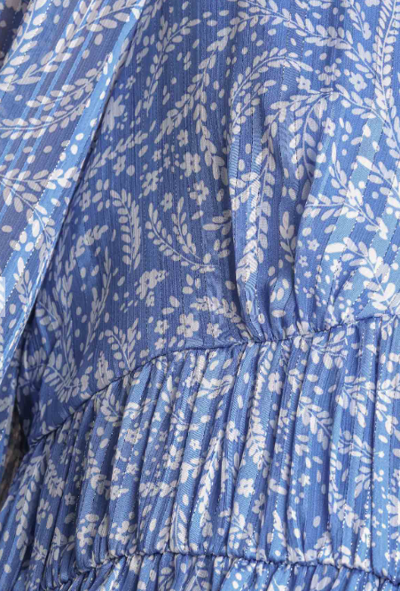 Metallic Blue Floral Dress