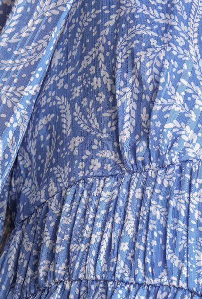 Metallic Blue Floral Dress