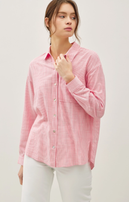 Pinstripe Coral Reef Button Down