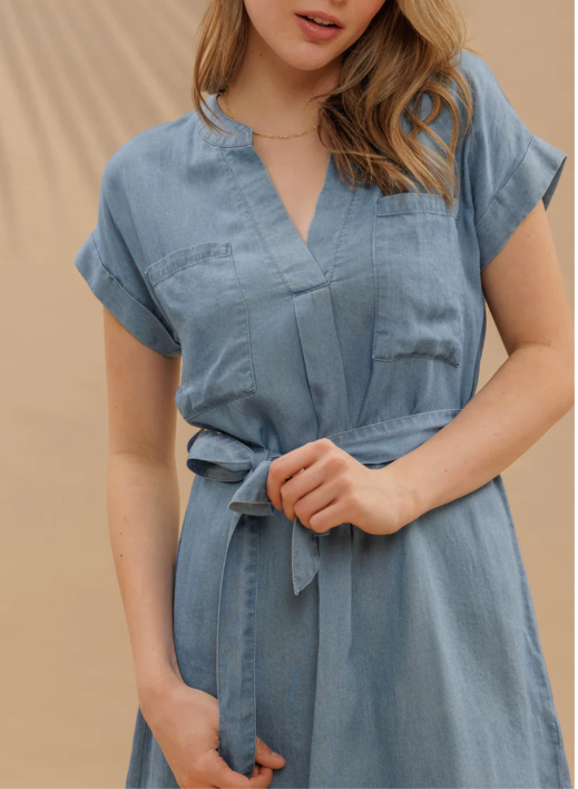 Chambray Button Back Dress