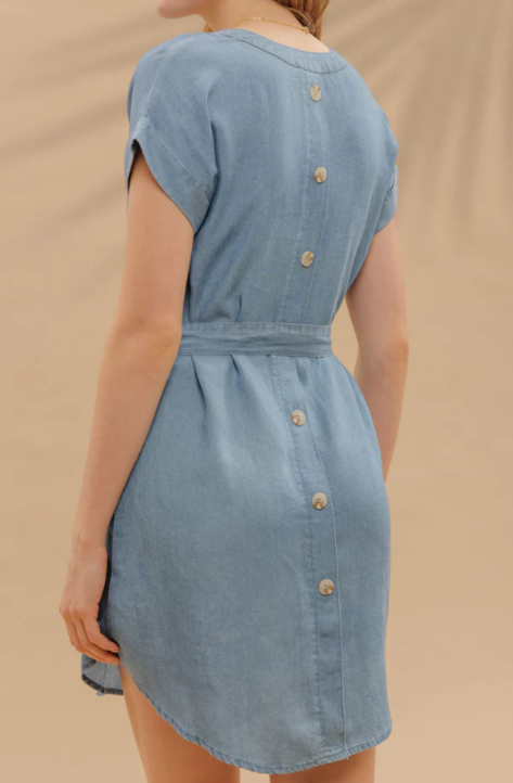 Chambray Button Back Dress