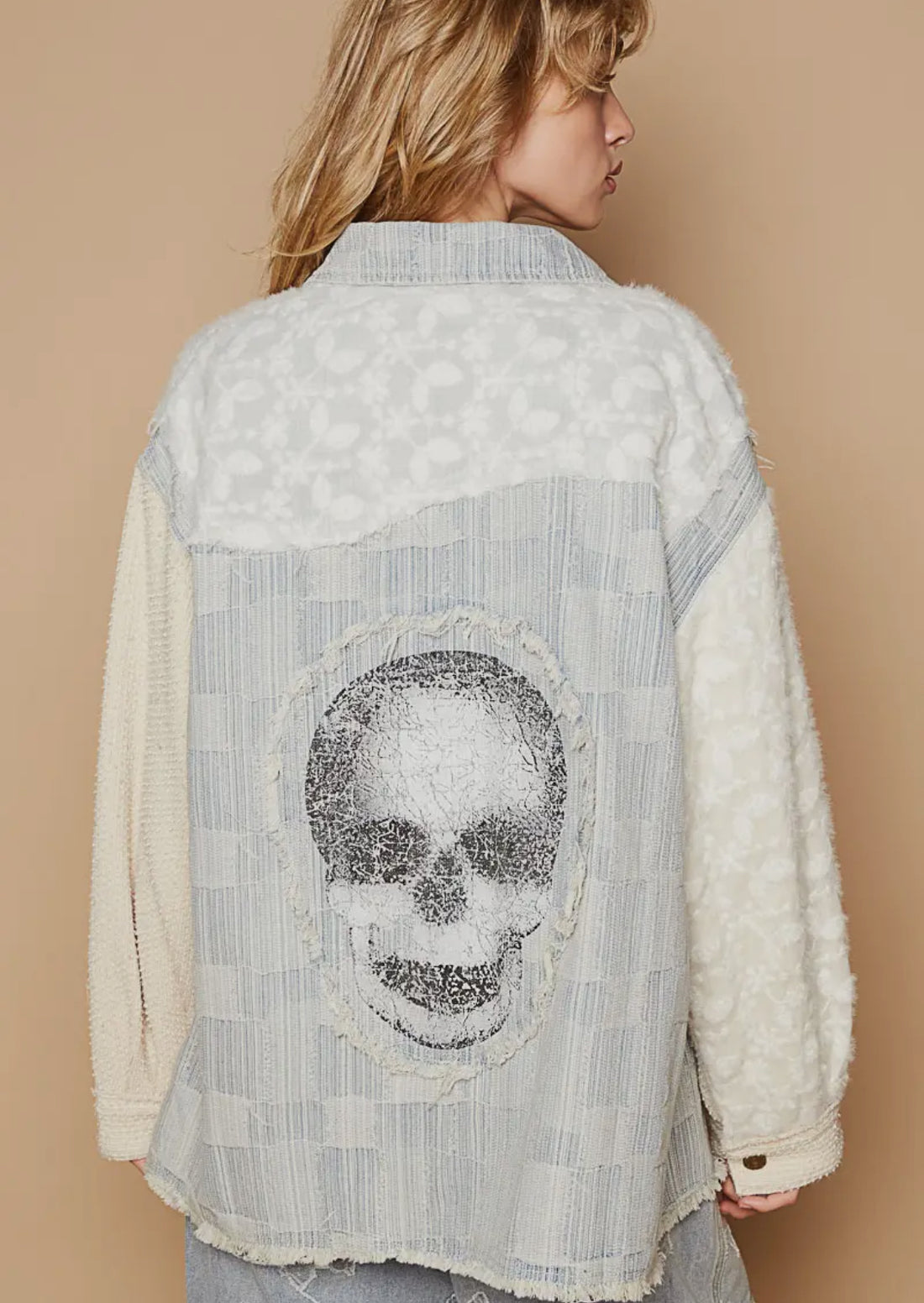 Contrast Skull Denim Jacket