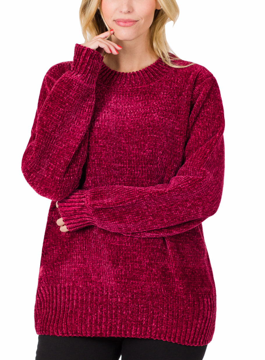 Wine Chenille Sweater