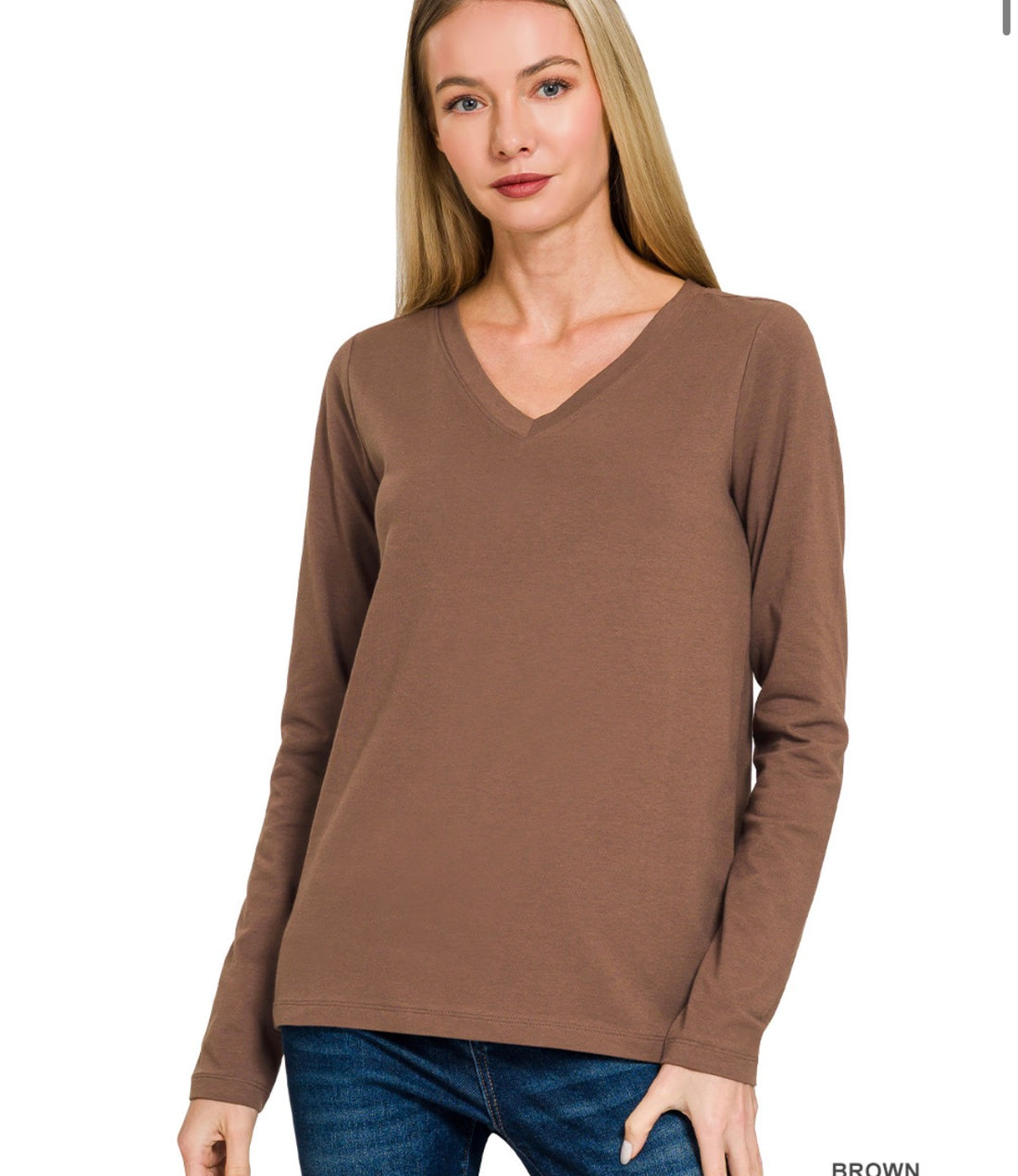 Basic Long Sleeve Tee - Brown