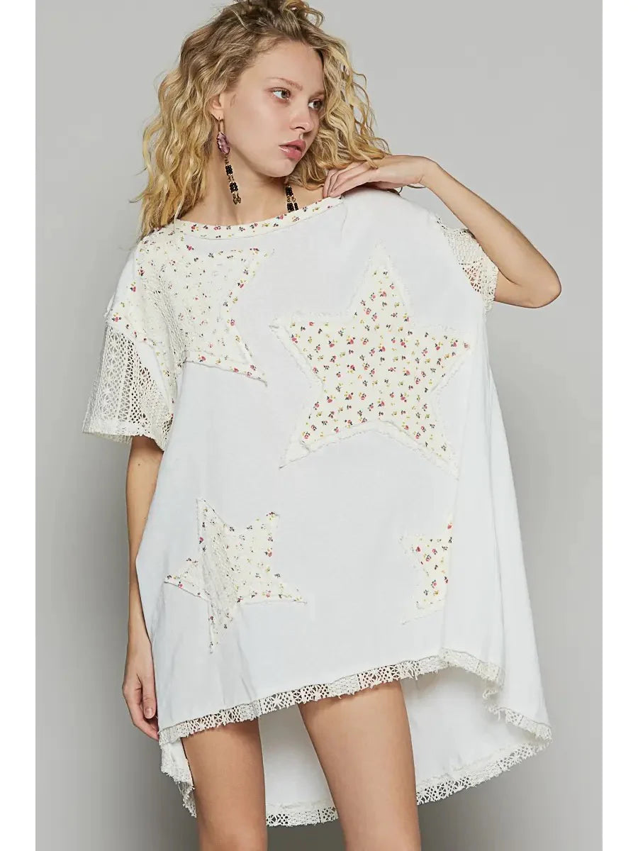 Patchwork Star Almond Top/Tee Dress