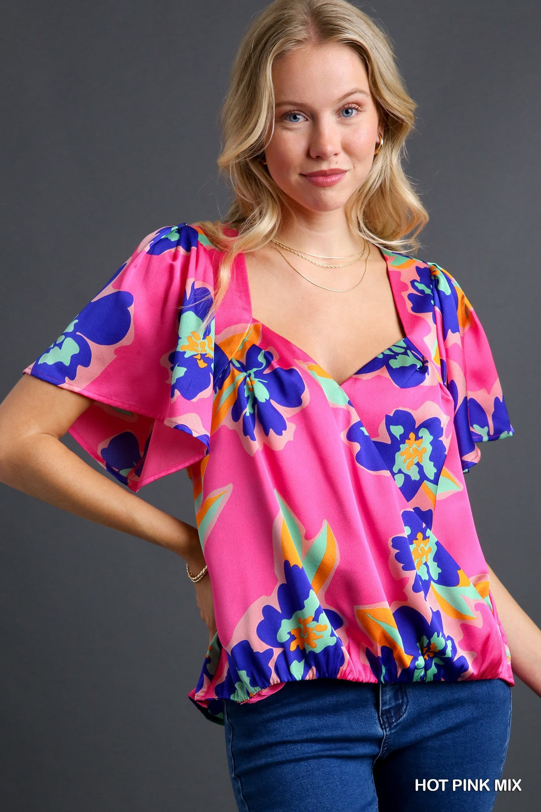 Hot Floral Satin Top