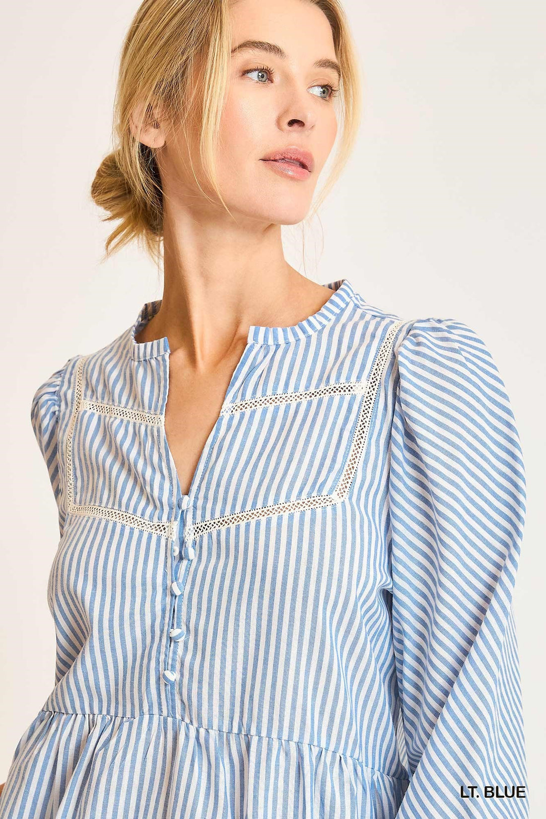 Split Neck Button Top