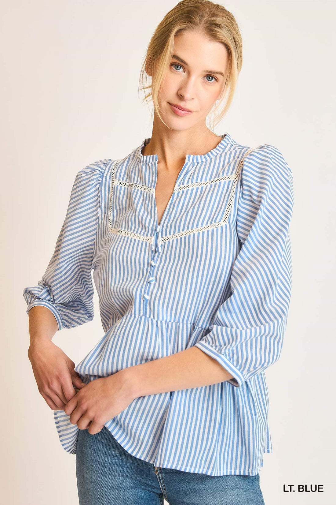 Split Neck Button Top