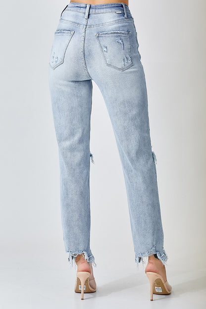 Criss Cross Girlfriend Jeans - Light