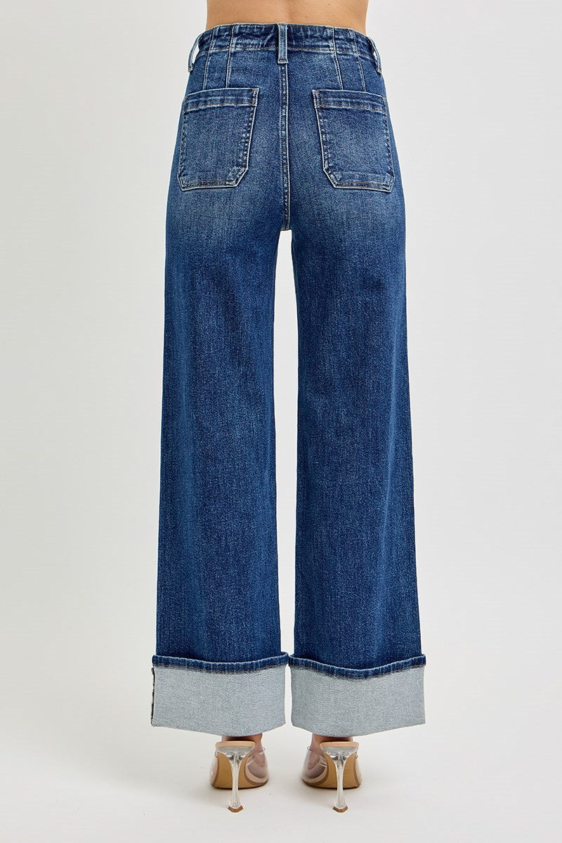 Andrea Ankle Wide Cuffed Denim Jean