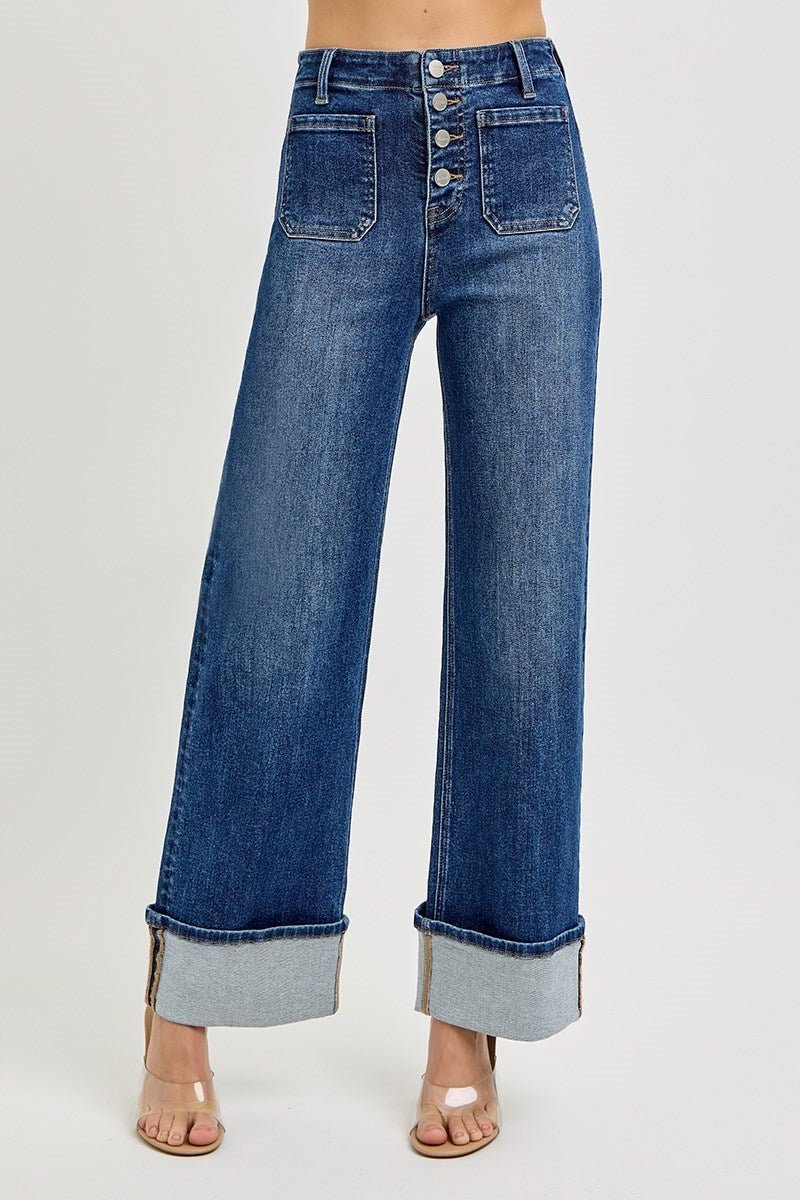 Andrea Ankle Wide Cuffed Denim Jean