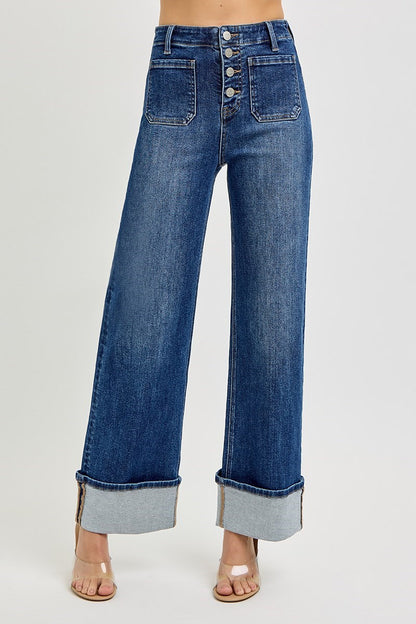 Andrea Ankle Wide Cuffed Denim Jean