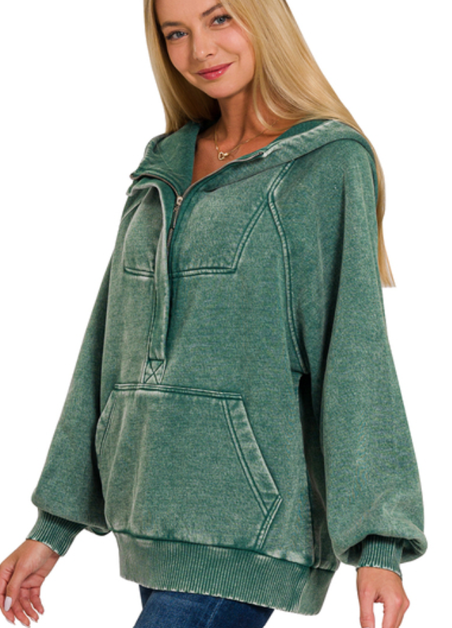1/2 Zip Favorite Hoodie - Forest