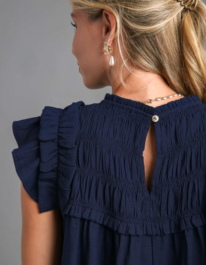 Nautical Ruffle Sleeveless Top