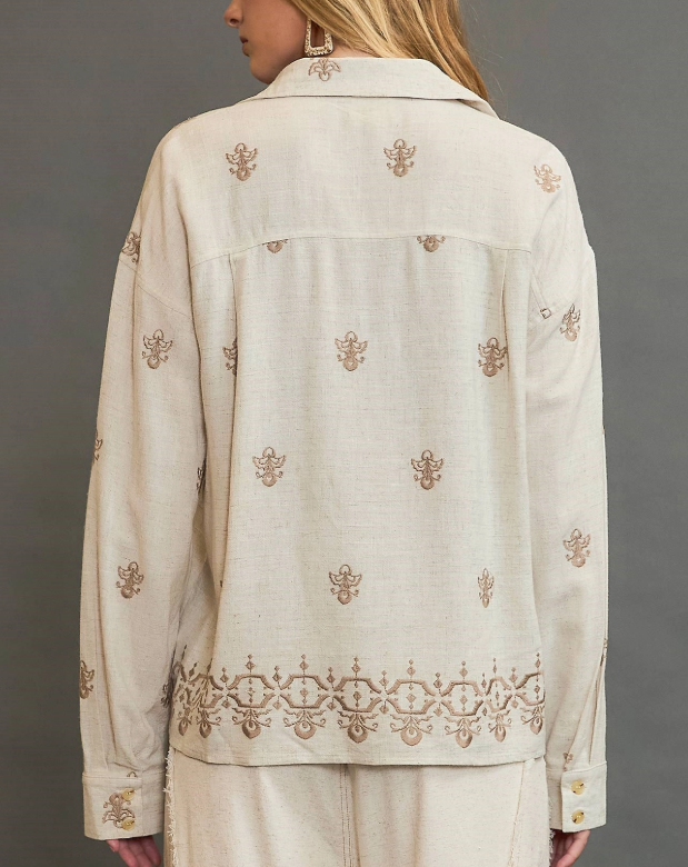 Linen Fleur Button Down Top