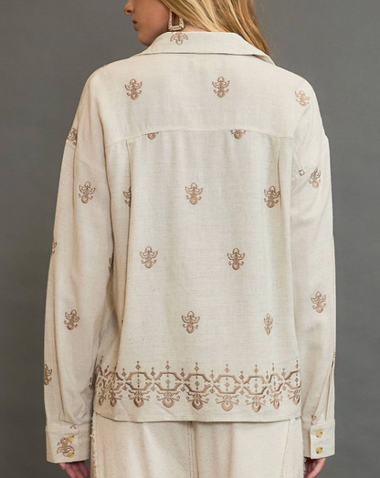 Linen Fleur Button Down Top
