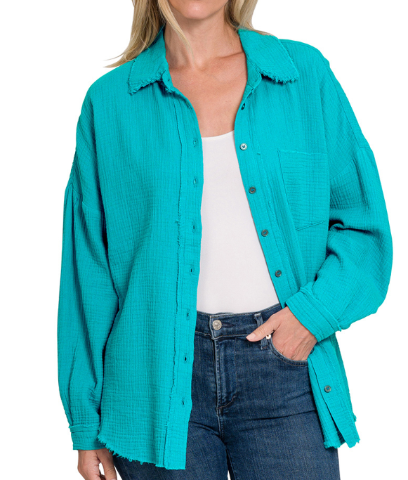Tiana Teal Woven Top
