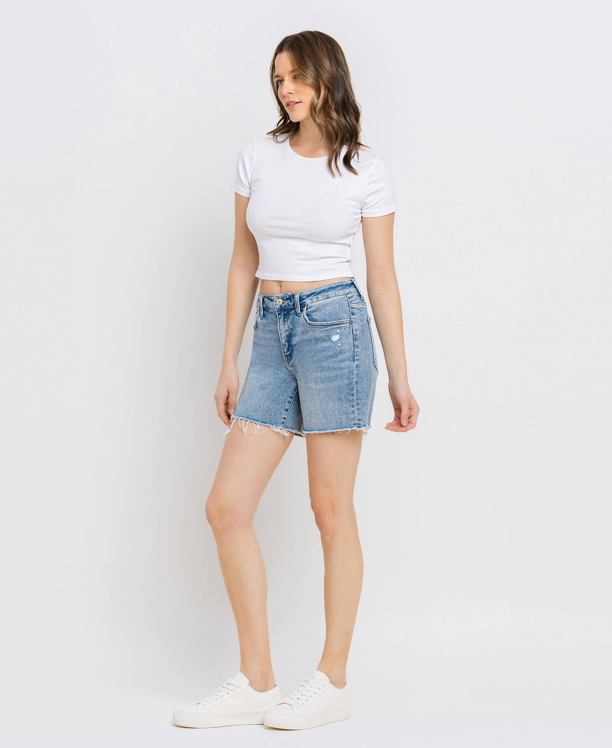 Rachael Raw Hem Midi Shorts