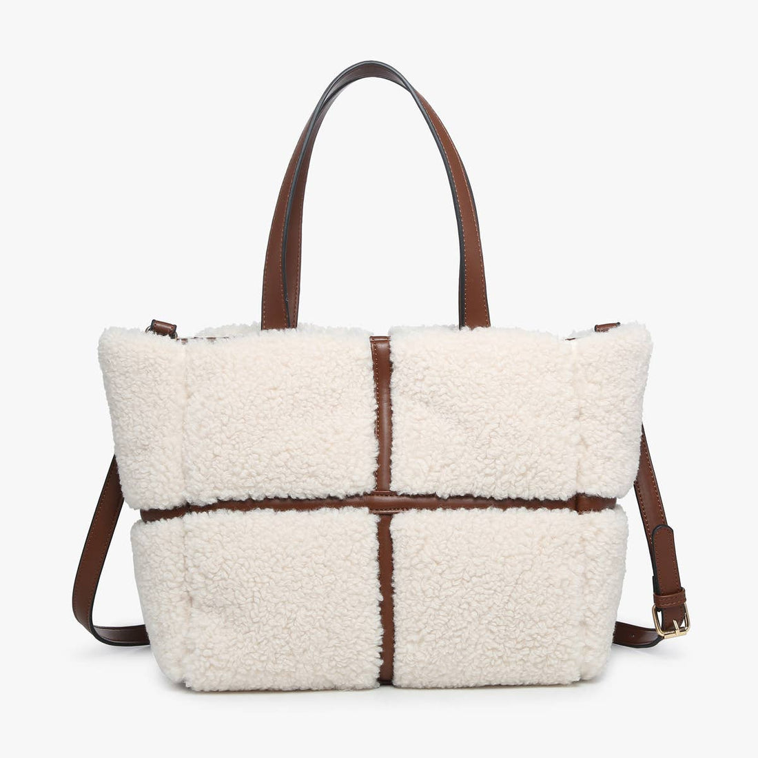 Marlene Sherpa Contrast Tote- Chestnut