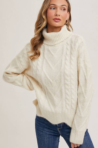 Scallop Hem Turtleneck Sweater