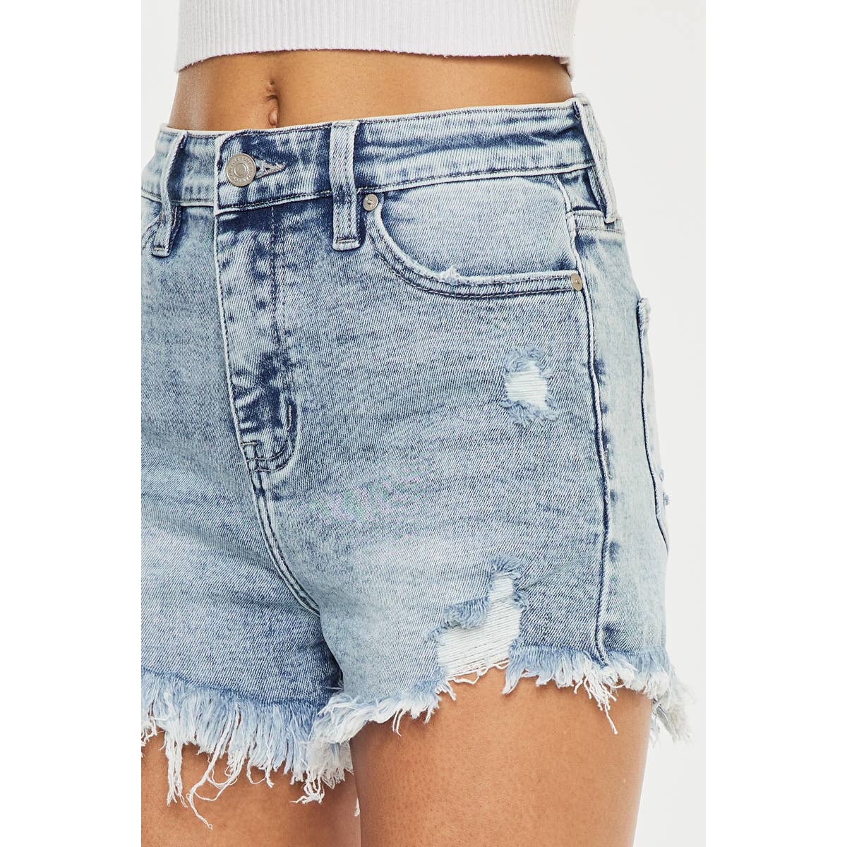 Stonewash Raw Hem Shorts