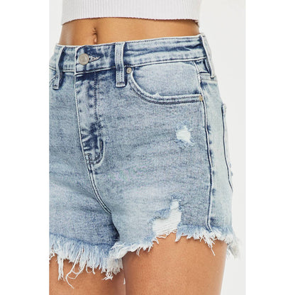 Stonewash Raw Hem Shorts