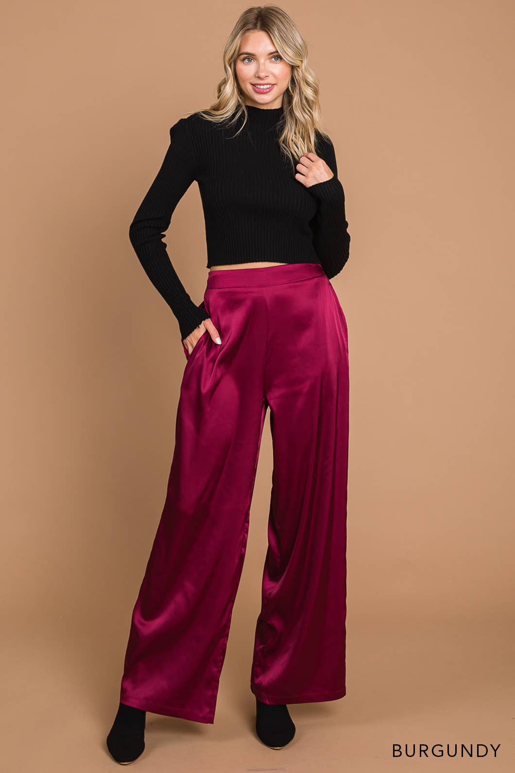 Christmas Carols Satin Wide Leg Pants