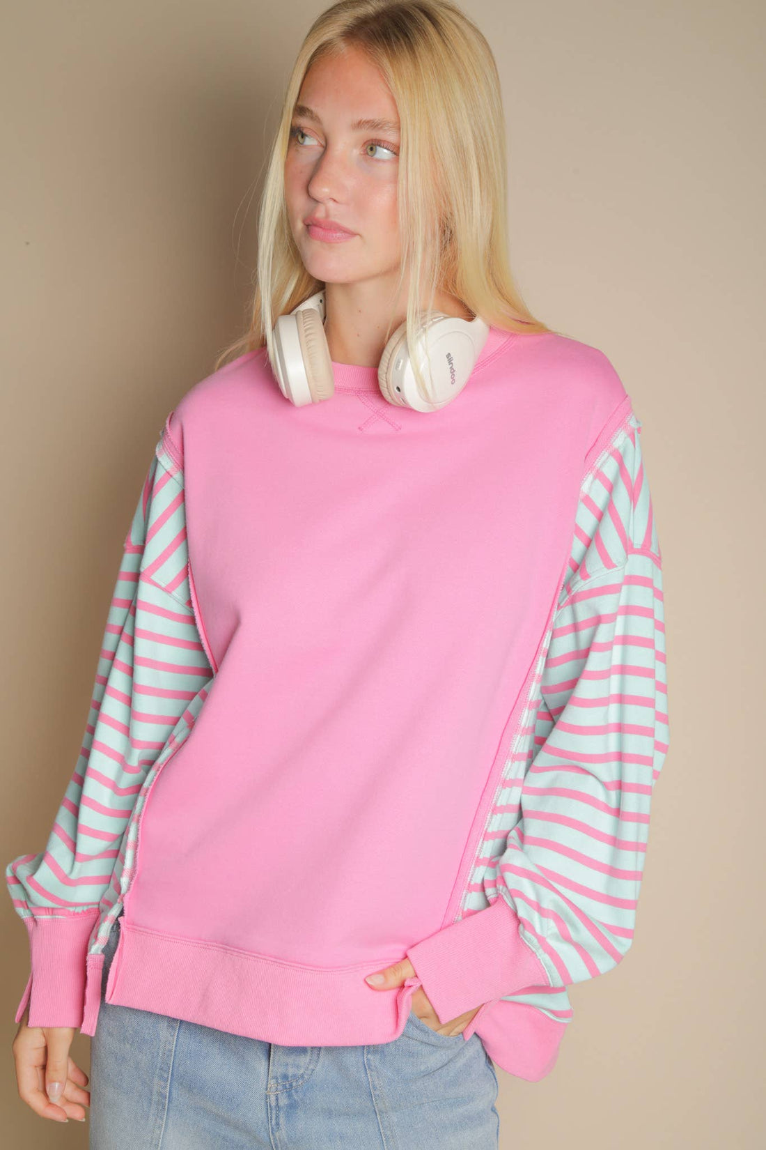 Oversized Striped Casual Knit Top
