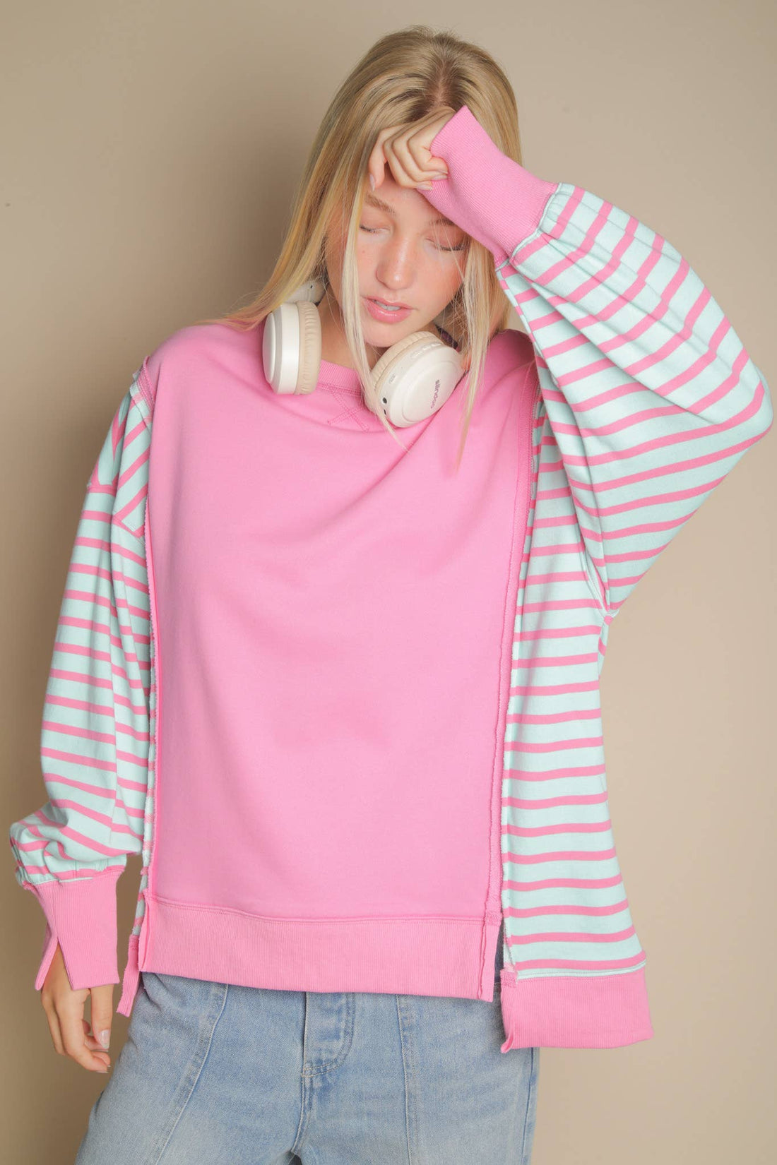 Oversized Striped Casual Knit Top
