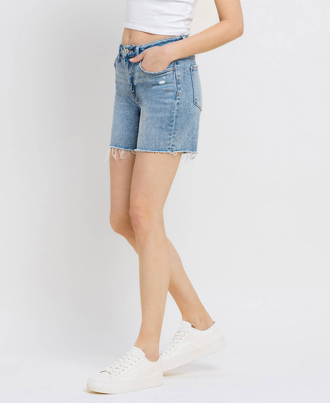Rachael Raw Hem Midi Shorts