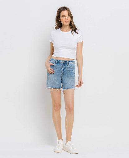 Rachael Raw Hem Midi Shorts