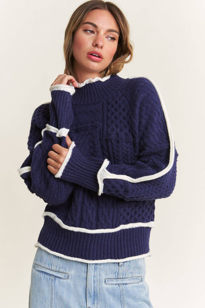 Navy Cable-Knit Sweater