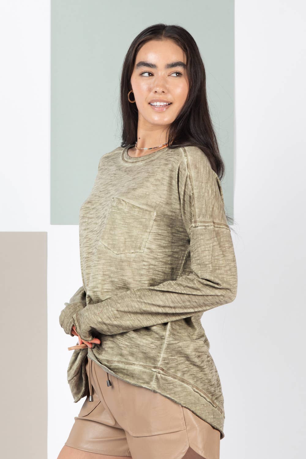 Raw Edge Detail Knit Top