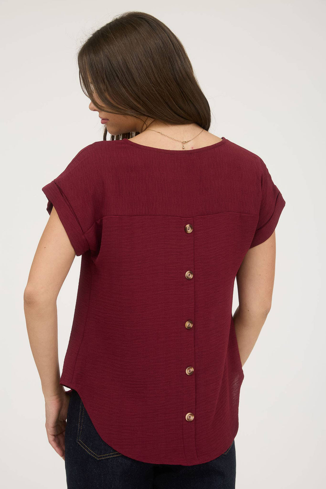 Button Tab Back Blouse