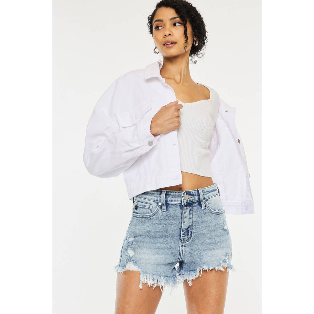 Stonewash Raw Hem Shorts